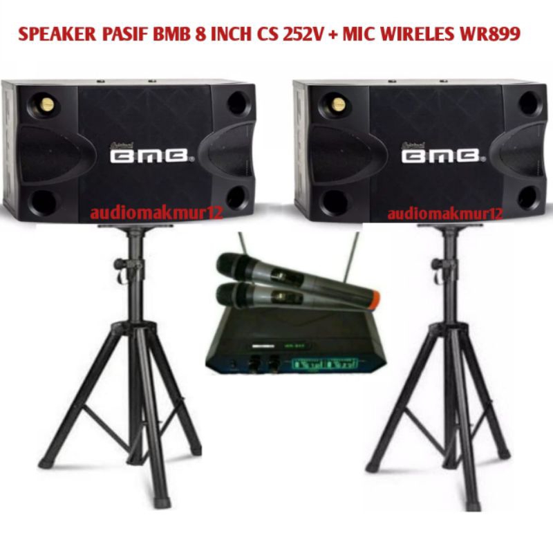 Speaker BMB Pasif 8 Inch Original Plus Mic Wireless Karaokey