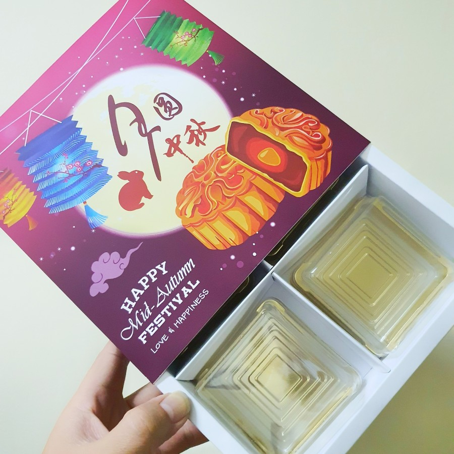 

5 Pcs Dus Mika Mooncake 100gr Kotak Kemasan Box Kue Bulan Kardus Hampers Mid Autumn Festival Sekat 4 " VIOLET RABBIT