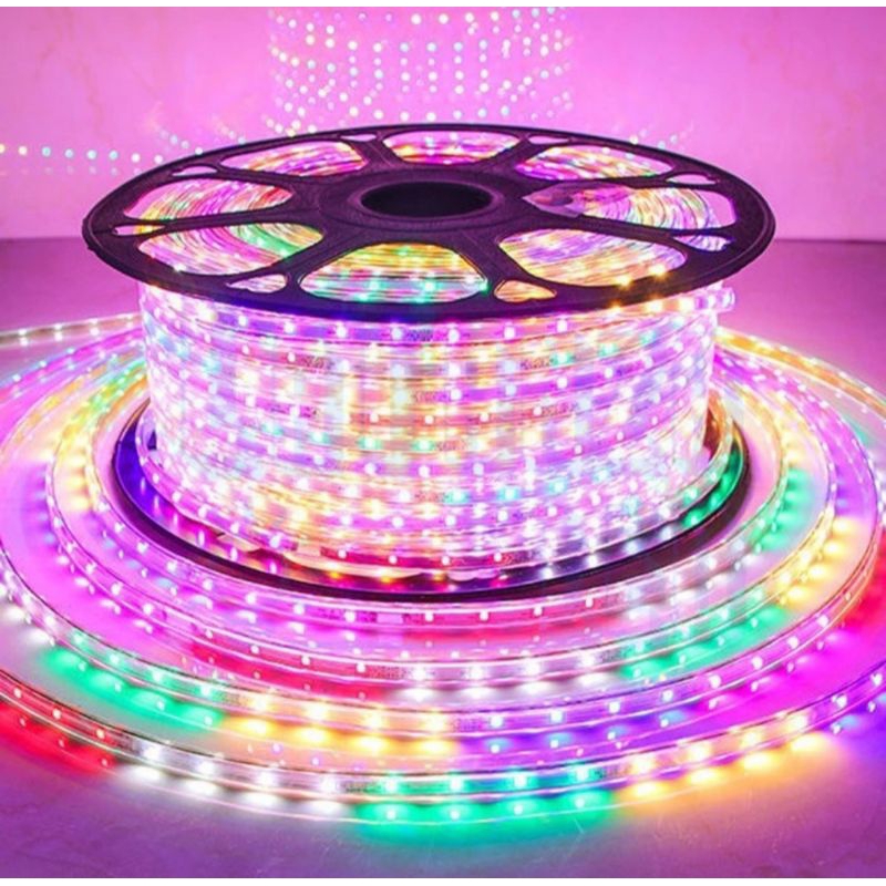 [ 100M FULL ] LAMPU LED STRIP SELANG ROPE LIGHT 3825 2538 WARNA WARNI RGB IP66 6 WARNA [ FREE 5 ADAP