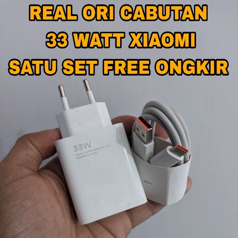 charger REAL ORI 33 watt cabutan Xiaomi SATU SET OREN, asli bawaan 33 W Xiaomi redmi original, bisa 