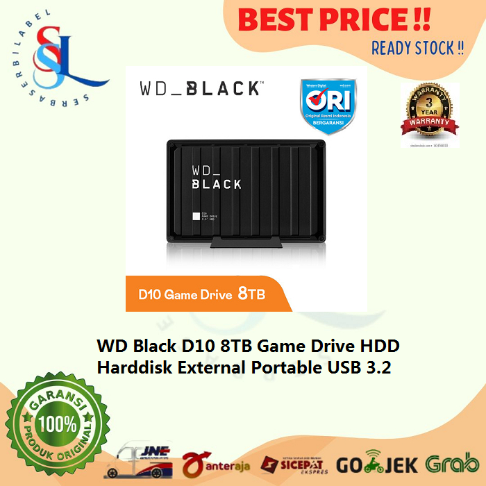 WD Black D10 8TB Game Drive HDD Harddisk External Portable USB 3.2