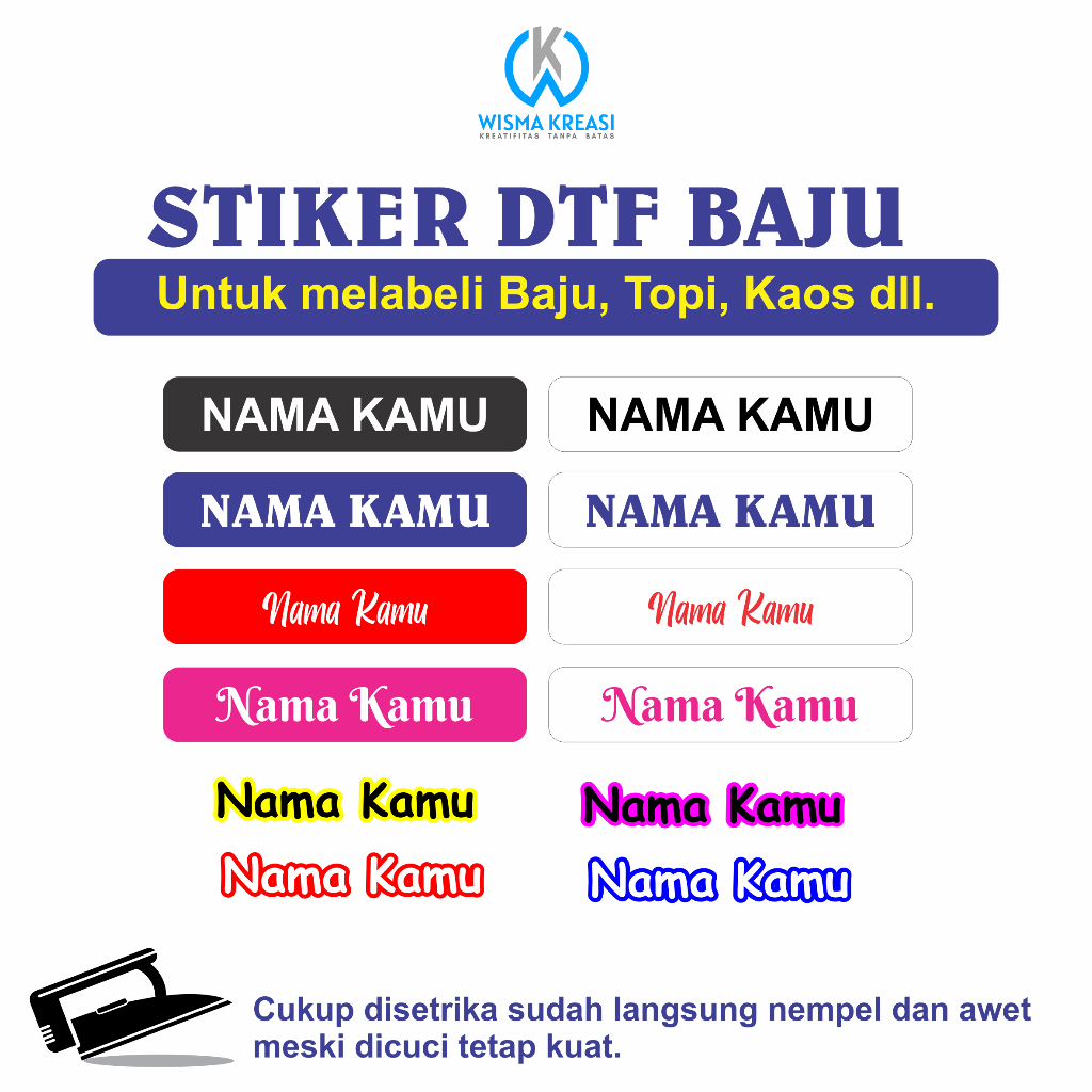 

STIKER BAJU CUSTOM NAMA STICKER STRIKA KUSTOM UNTUK KAOS