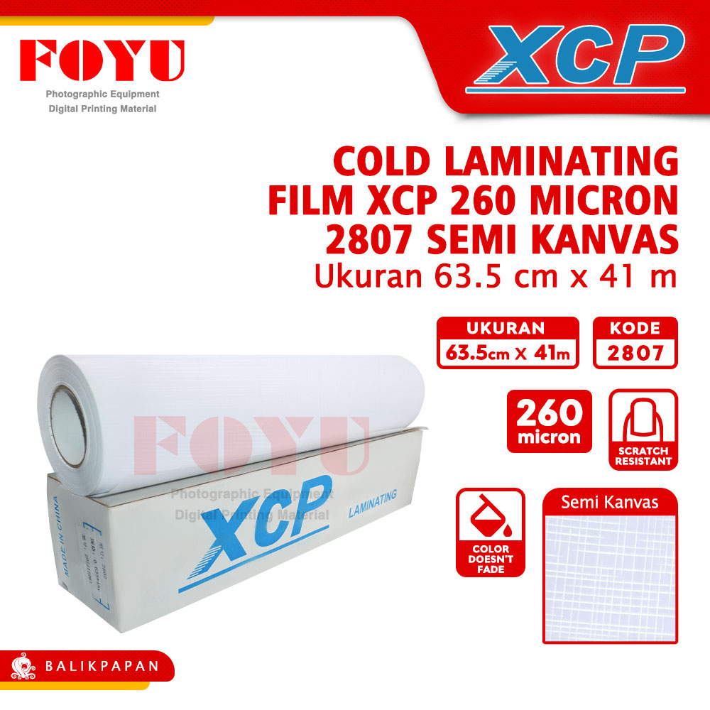 

Plastik Laminating Cold Dingin XCP 260 mic 63.5CMx41M Semi Kanvas 2807