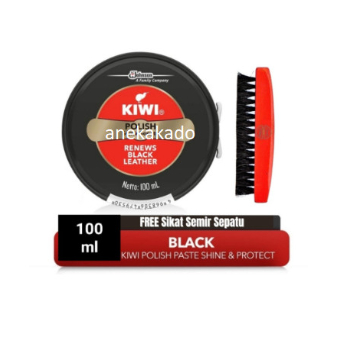 Semir Sepatu Kiwi shoe Polish 100ml Lengkap + Sikat semir - Hitam