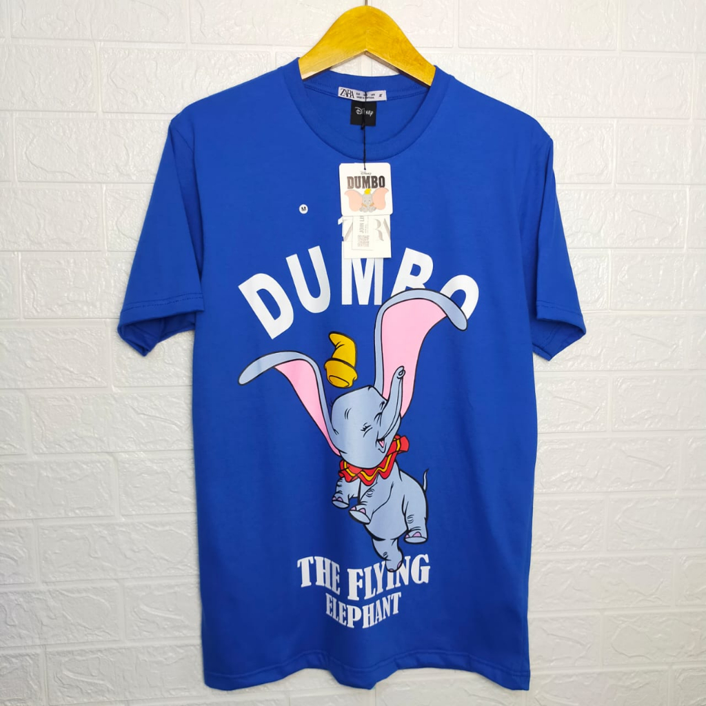 Kaos dumbo oversize zara wanita lengan pendek biru elektrik M L XL big size XXL 3XL 4XL ld 105 ld 11