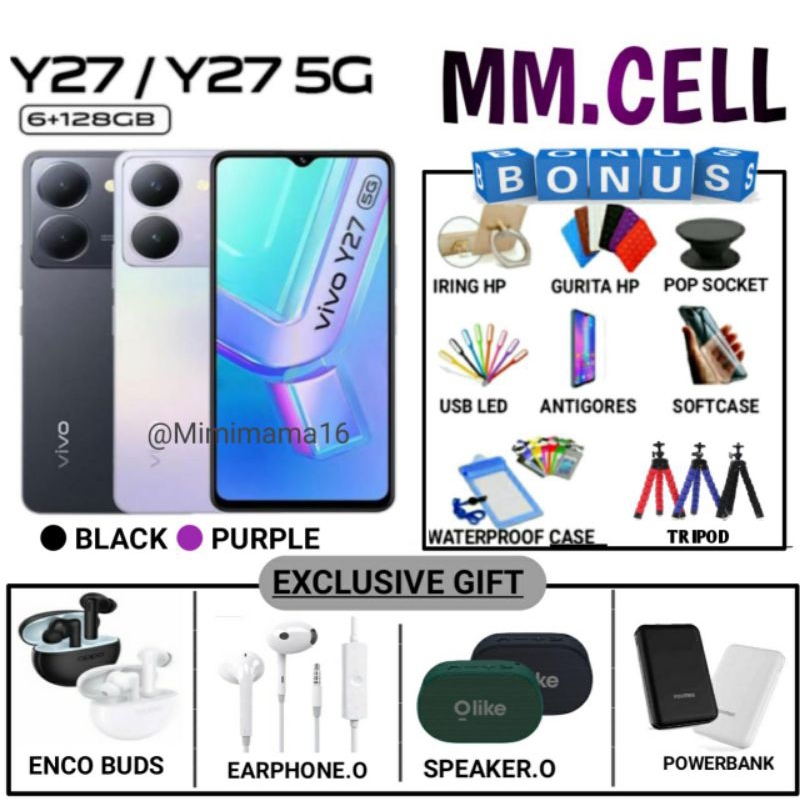 VIVO Y27 5G 6/128 GB | Y 27 4G 6/128 GB | (6+6/128 GB) GARANSI RESMI VIVO INDONESIA
