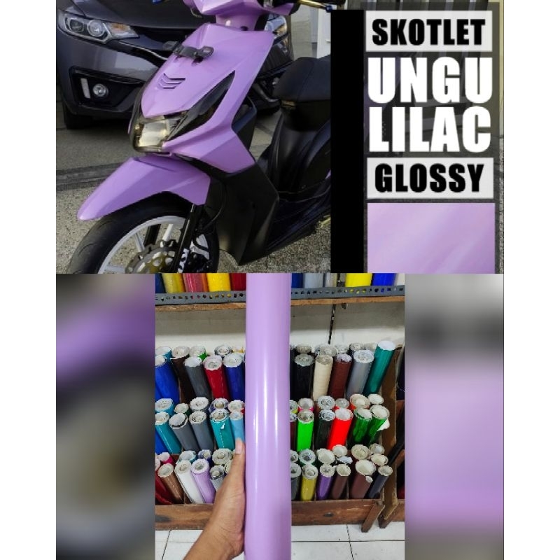 stiker skotlait polet karkir motor warna ungu lilac