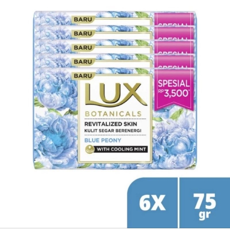 Lux Sabun Mandi Batang Blue Peony 75g 6pc