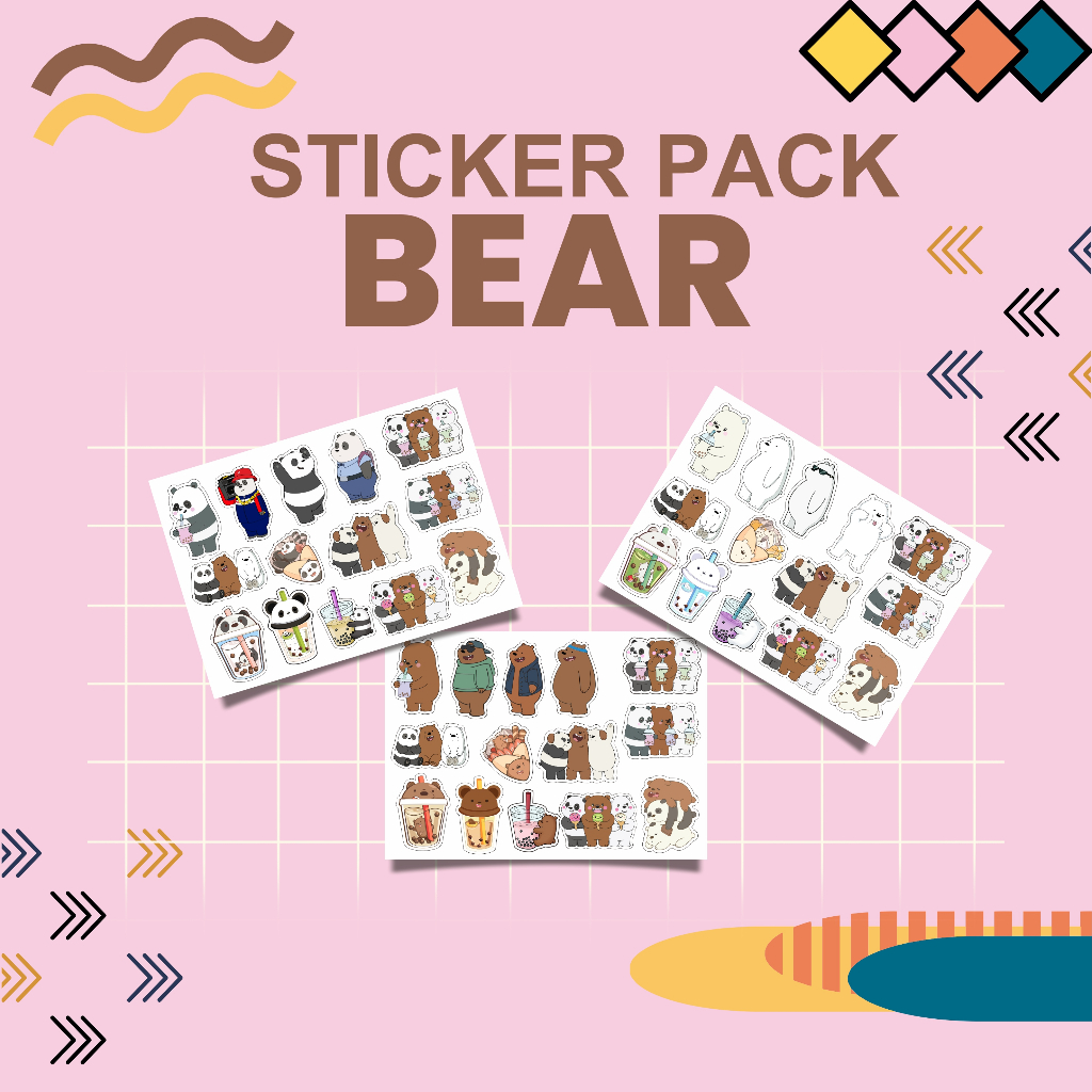 

Sticker Stiker Pack Beruang, Stiker Kartun We Baby Bear, Stiker Karakter Anak Beruang
