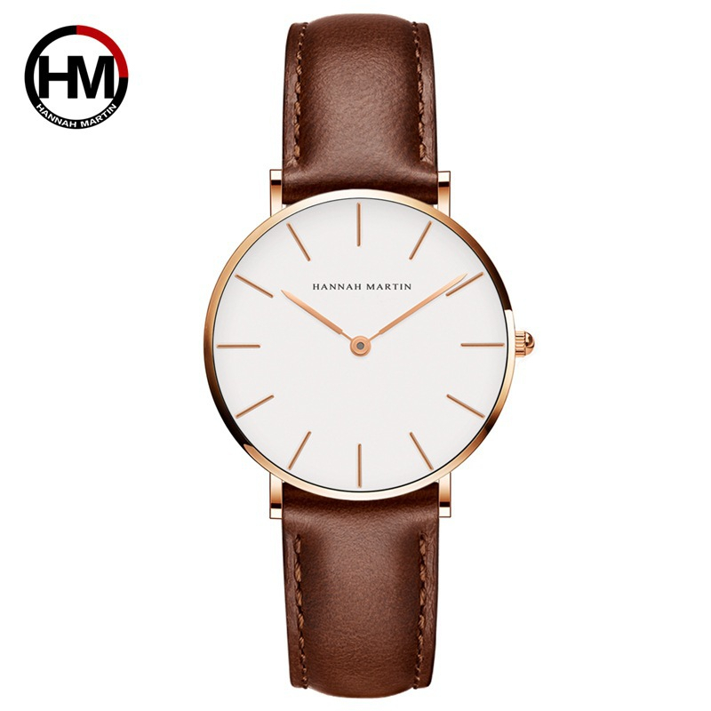 Jam Tangan Wanita Analog Hannah Martin CB36 Leather Strap Water Resist Original + Free Box