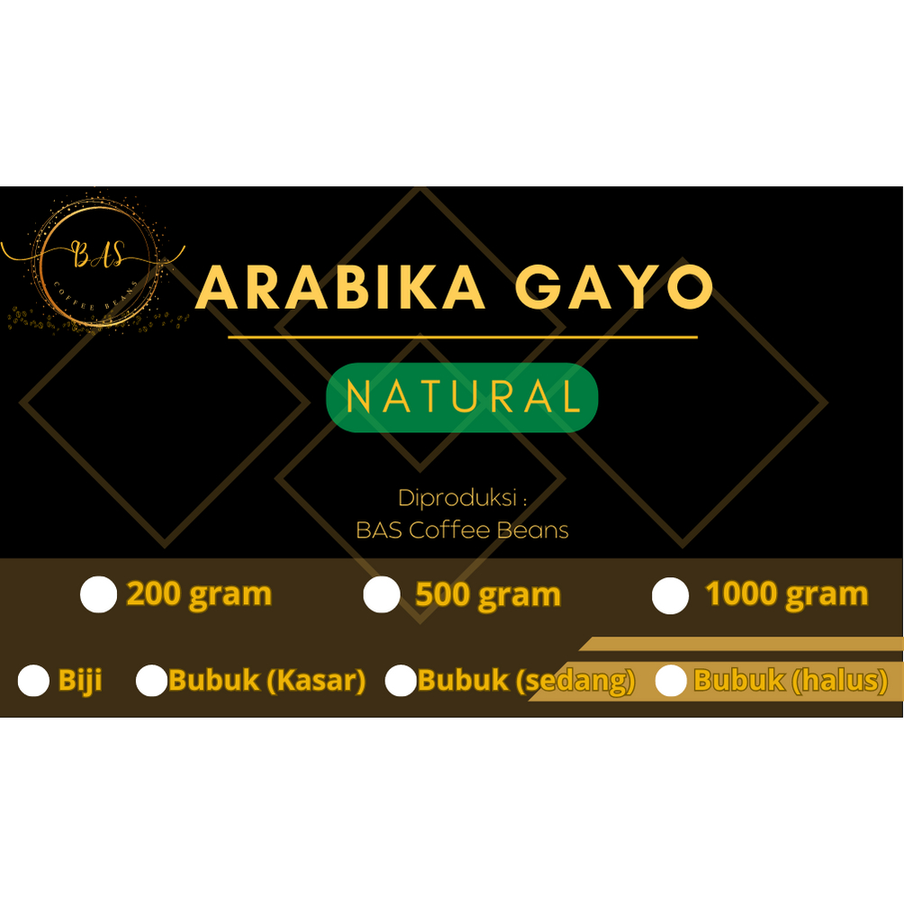 KOPI ARABIKA GAYO | NATURAL | SINGLE ORIGIN 200 GRAM, 500 GRAM, 1 KG | KOPI BUBUK | BIJI KOPI