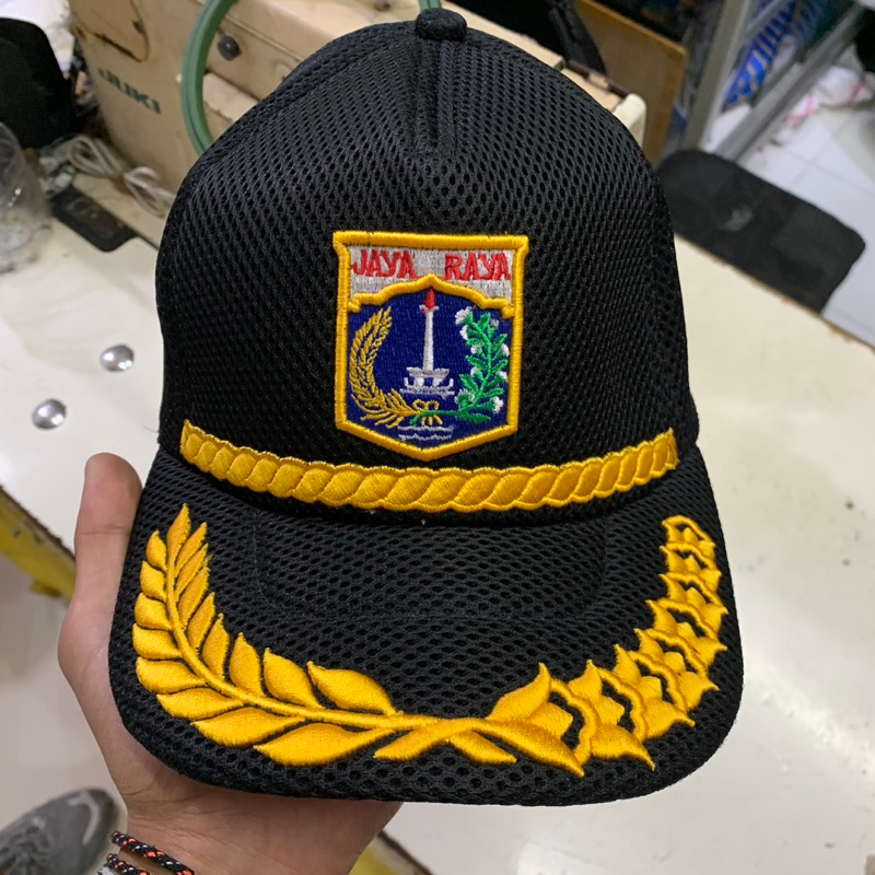 TOPI DKI JAKARTA TOPI PNS DKI ITEM LIS PADI KAPAS TIMBUL TOPI JARING DKI ITEM