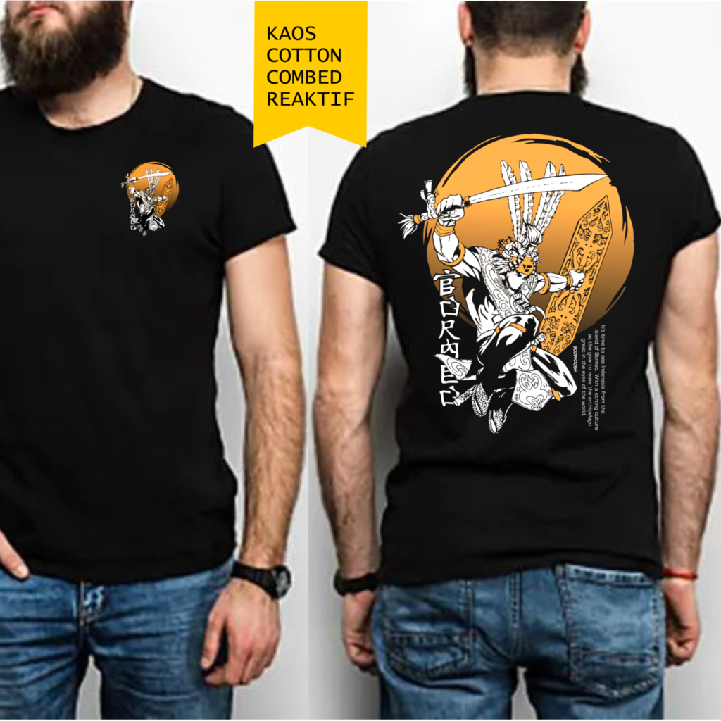 BAJU KAOS DAYAK CULTURE TSHIRT DAYAK KALIMANTAN HITAM