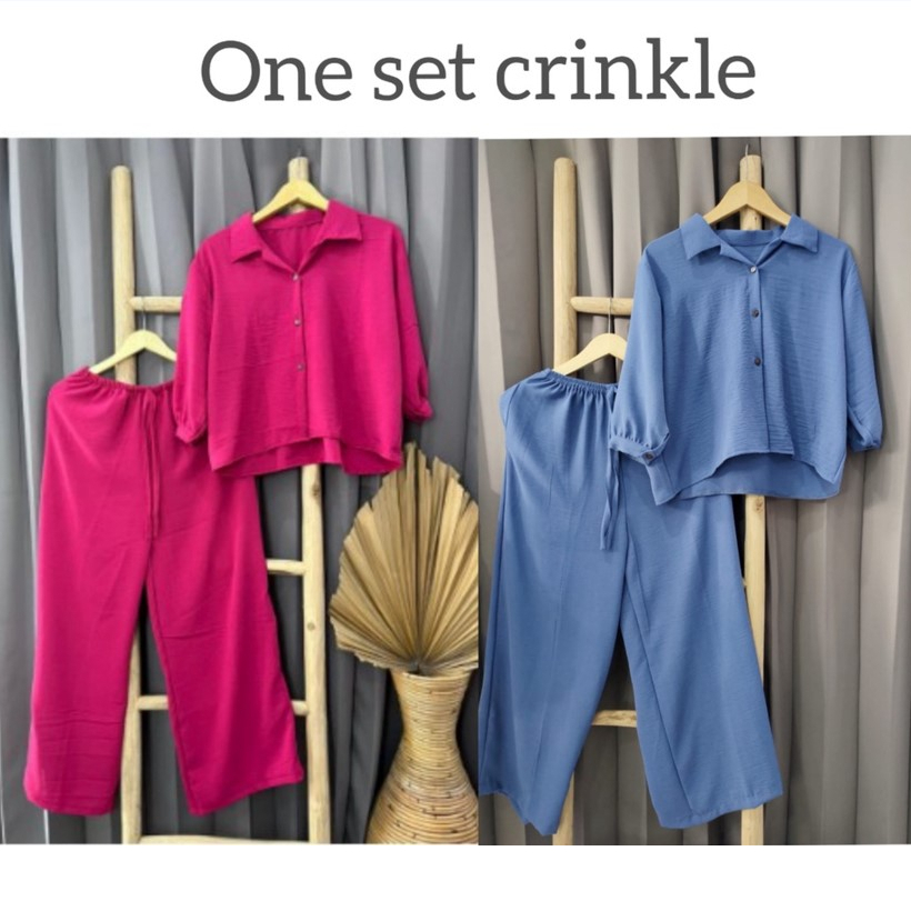 Set Crop Top Cringkle Airflow | Setelan Kulot