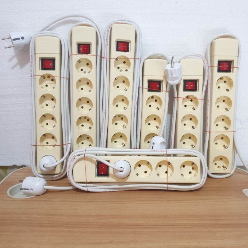 Stopkontak Lubang 5 dan 6 Switch On/Off Terminal listrik asli kuningan +Kabel panjang 1 s/d 10meter 