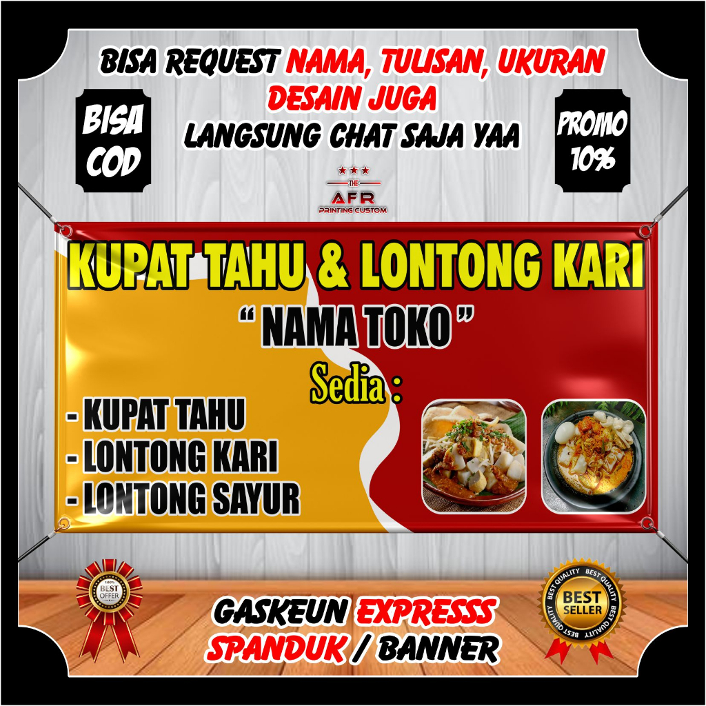 Spanduk Kupat Tahu Lontong Kari - Banner Jualan Kupat Tahu dan Lontong Kari Desain Berkualitas Murah