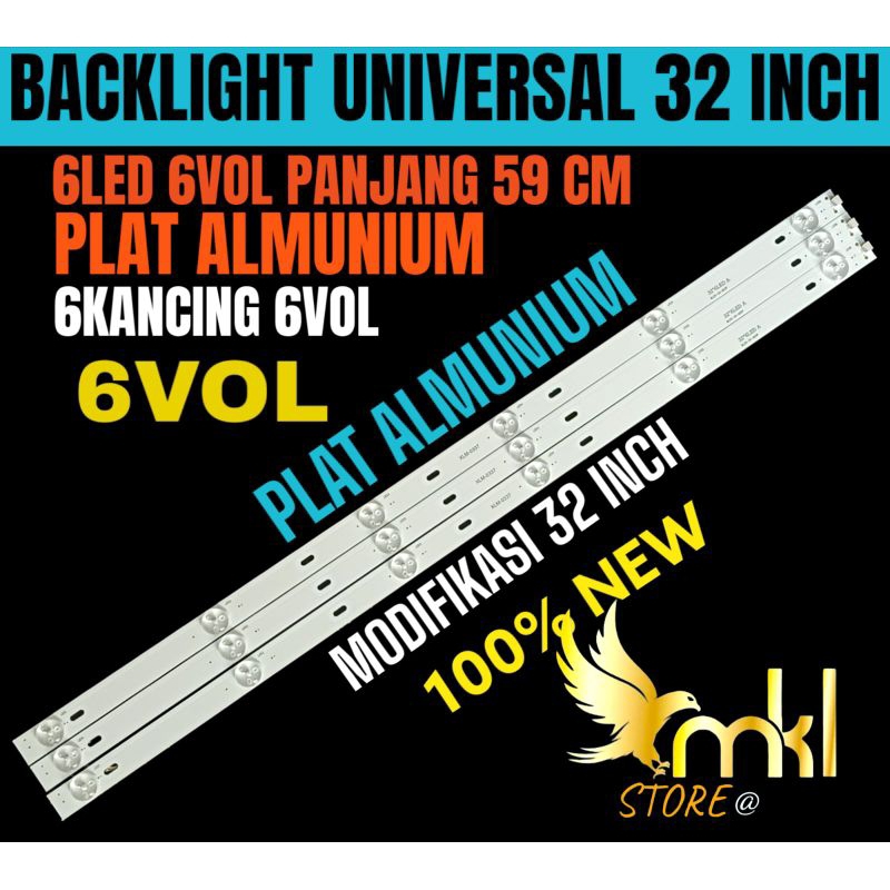 BACKLIGHT TV LCD LED 6KANCING 6VOL 32 INCH MODIFIKASI 32 INCH