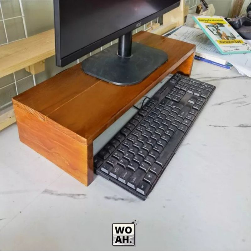 Stand monitor Dudukan laptop Alas monitor kayu Rak monitor komputer Tempat PC Monitor stand