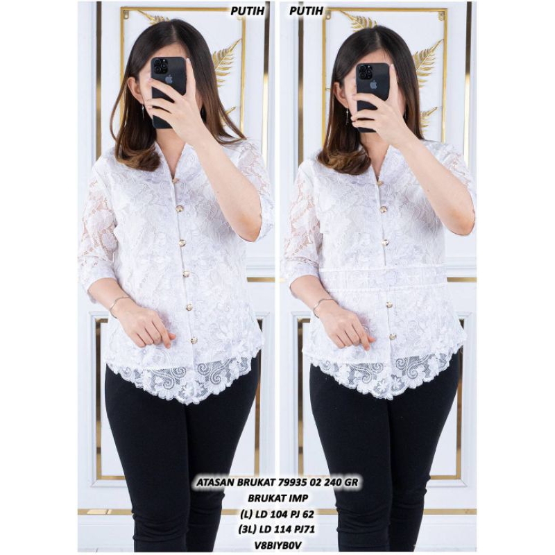 KEBAYA BRUKAT BANGKOK PREMIUM BAJU GEREJA KEBAYA BRUKAT PUTIH ASD 799355