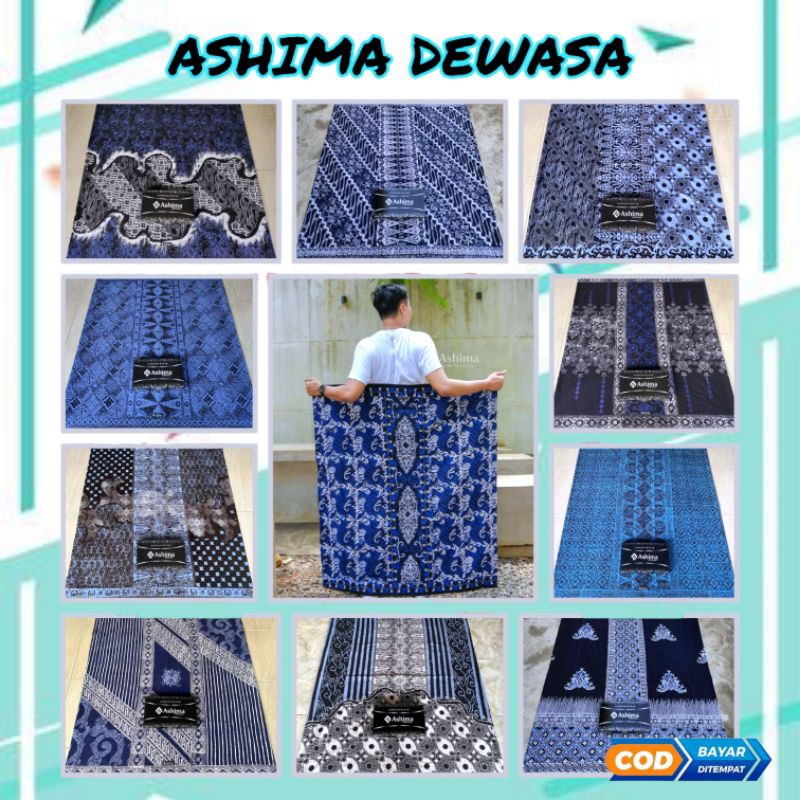 sarung batik ashima dewasa sarung batik cap pekalongan biru dongker navy abstrak mega mendung blue s