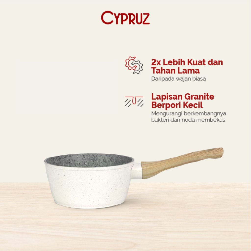 CYPRUZ MARBLE SAUCEPAN WHITE 18CM