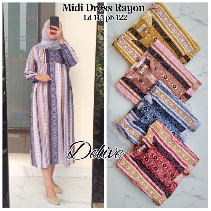 midi dress Rayon //midi dress rayon motif //midi dress motif