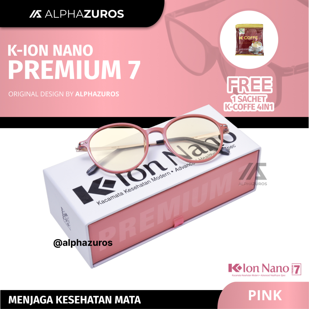 K Ion Nano Premium 7 Pink K Link Original Kacamata Kesehatan Pria Wanita Anti Radiasi Gamer Komputer