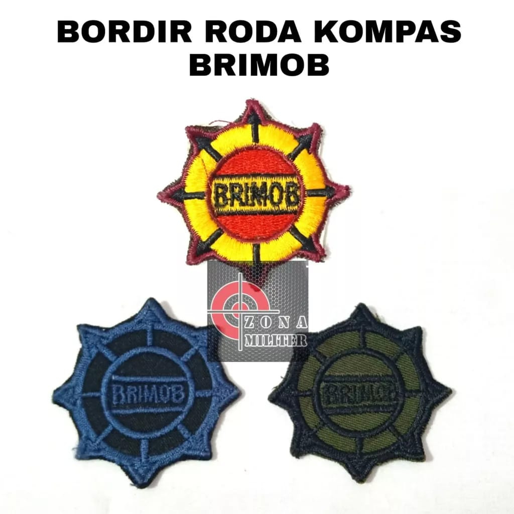 BORDIR RODA KOMPAS BRIMOB / BET BRIMOB TIMBUL / BORDIR RODA BRIMOB