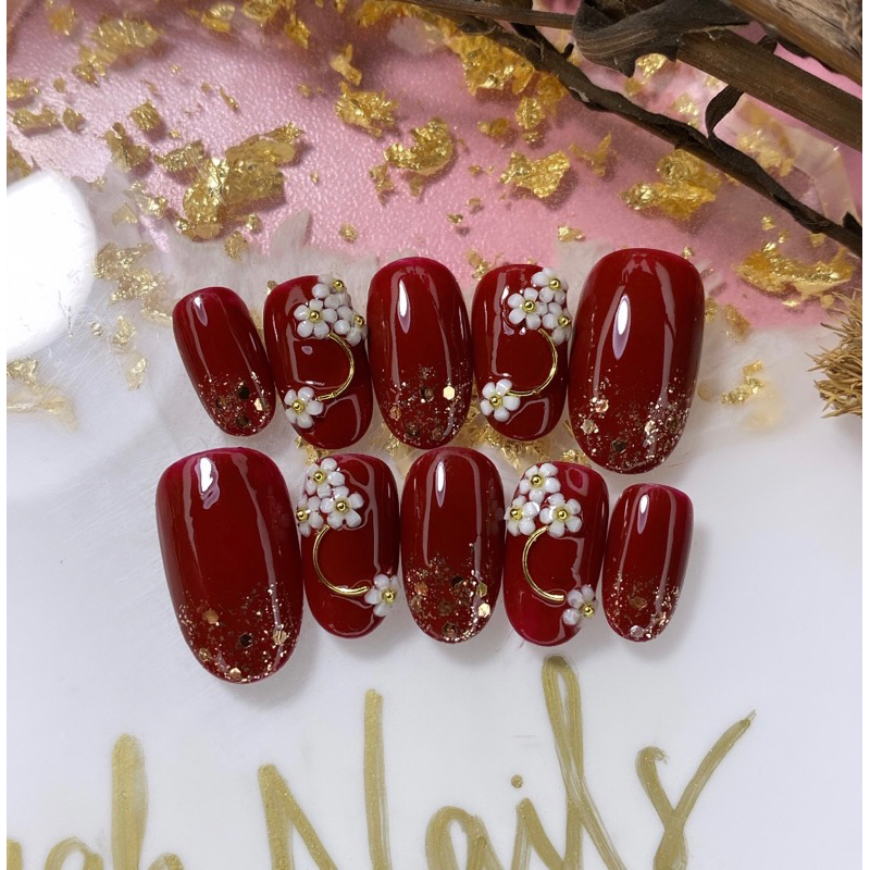 KUKU PALSU MAROON/ nail art maroon/ kuku palsu wedding/ kuku palsu aceh