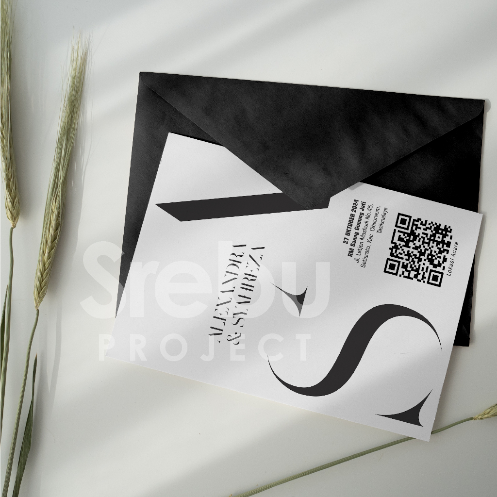 Undangan Single Hardcover Amplop Hitam Bisa Pakai Foto