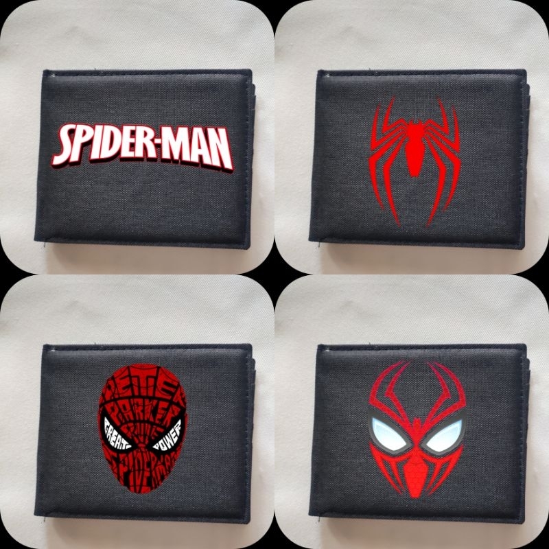 Dompet Kanvas Spiderman Marvel Keren / Dompet Lipat Resleting Pria Logo Spiderman Marvel Bahan 100%