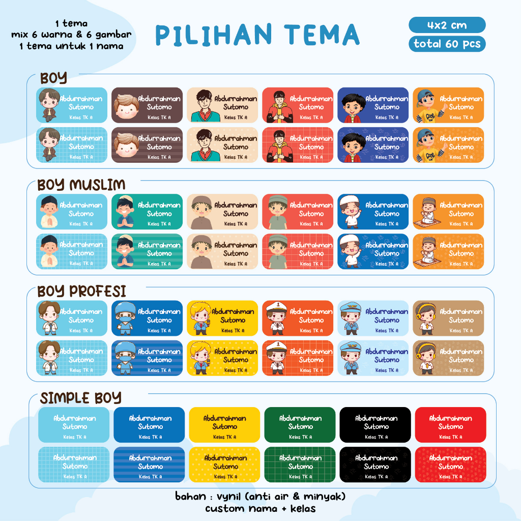 

RK (SNK) STIKER LABEL NAMA ANAK WATERPROOF