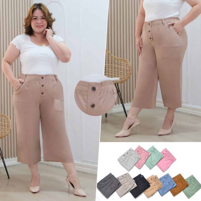 Celana Kulot 7/8 Wanita Jumbo 10031974 Size 36 / Celana Kaki Lebar Kaki Tanggung Big Size / Celana K