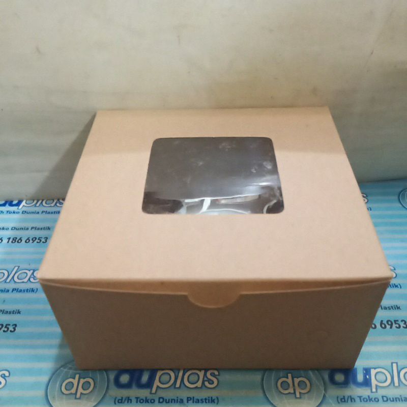

Box Dus Kotak Kue Kraft Jendela 15 x 15 cm