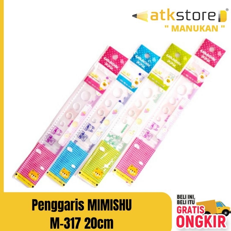 

Penggaris MIMISHU template M-317 20 cm || garisan lucu biru kuning pink hijau