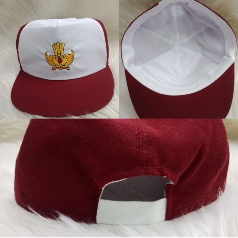 Topi SD | Topi MI | Topi Merah Putih | Topi SD Merah | Merah Putih logo Biru | Hijau Putih