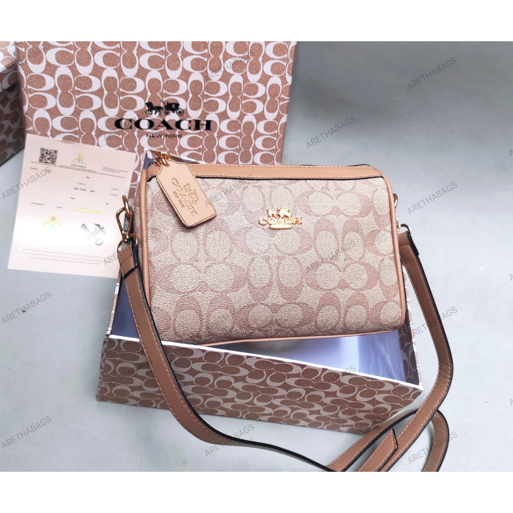 FREE BOX TAS COACH SPEEDY BANDOLIER SIGNATURE CANVAS TAS SELEMPANG UK 20X15