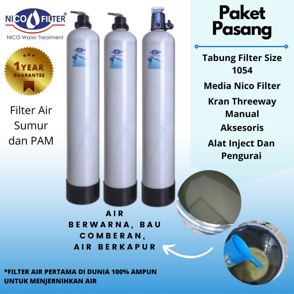 Nico Filter size 1054 | Filter Air Sumur |  Zat Kapur | Anti bau | Media Natural | Garansi 1 Tahun