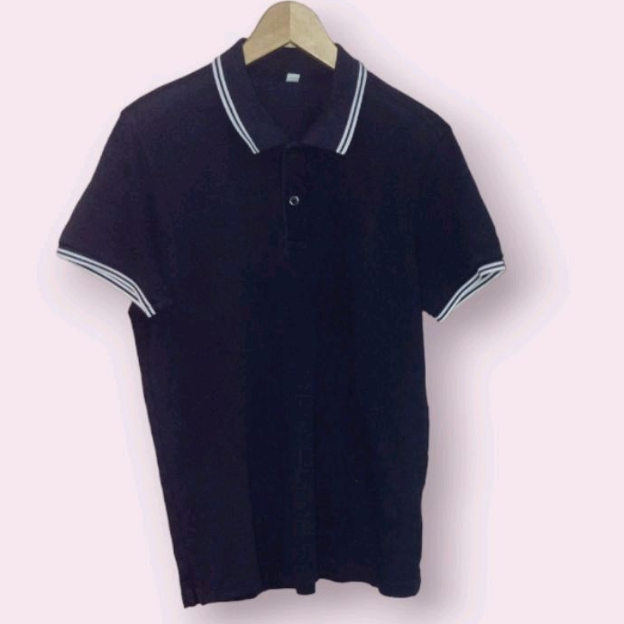 Kaos Polo Pria brand Uniqlo Navy Strip Size L - RF
