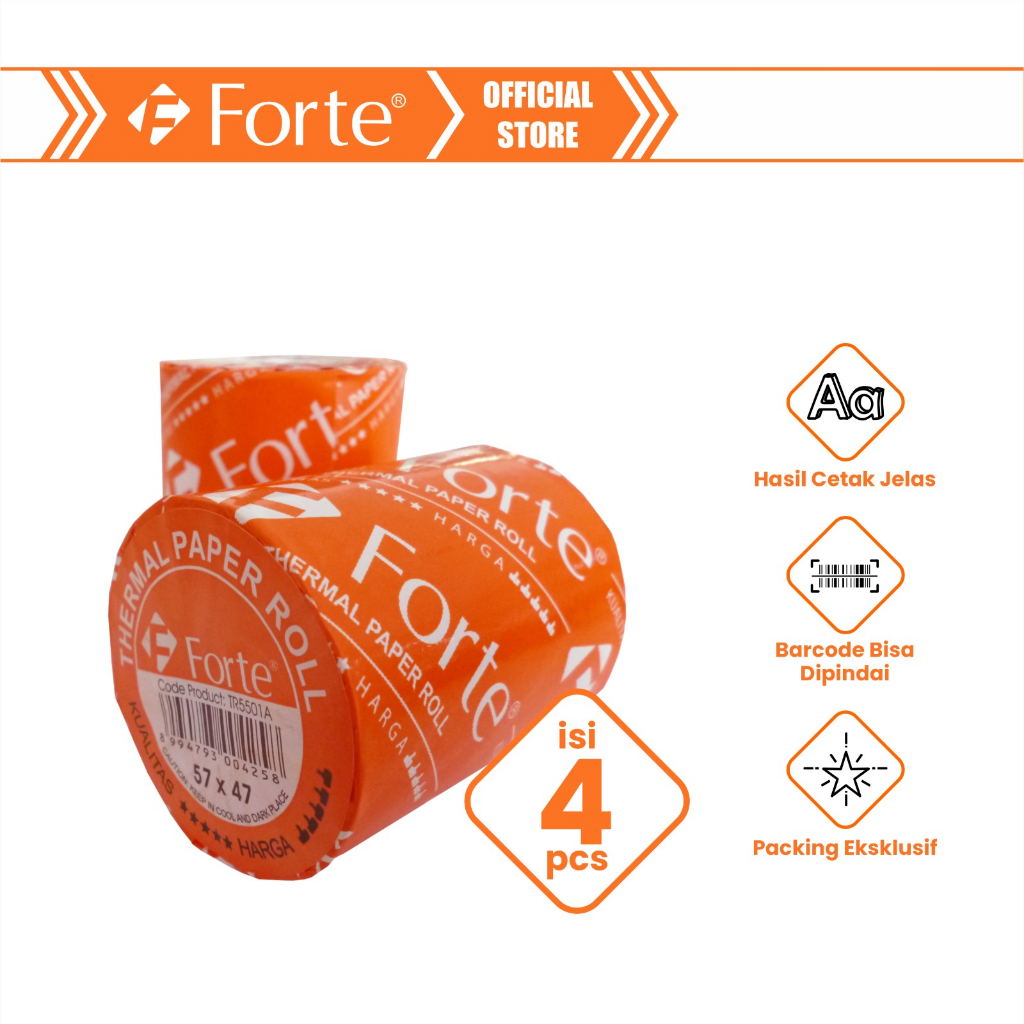 

[Forte] [4pcs] Kertas Thermal Struk Roll Kasir 57x47