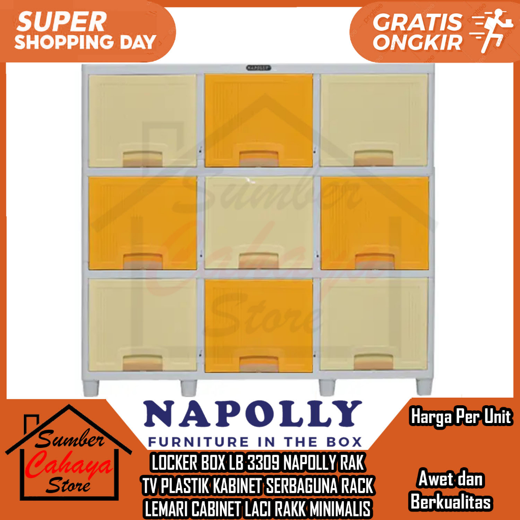[Kargo] LOCKER BOX LB 3309 NAPOLLY RAK TV SUSUN 3 PLASTIK KABINET SERBAGUNA RACK LEMARI CABINET PAKA