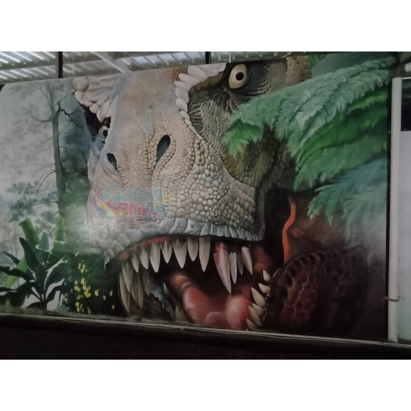 Jasa lukis dinding mural | lukis dinding mural tema Dinosaurus & Alam