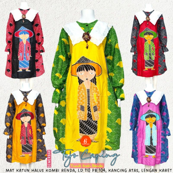Tunik Bu Tejo Renda Ori Semerbak Katun Adem/Dress Batik/Dres Batik