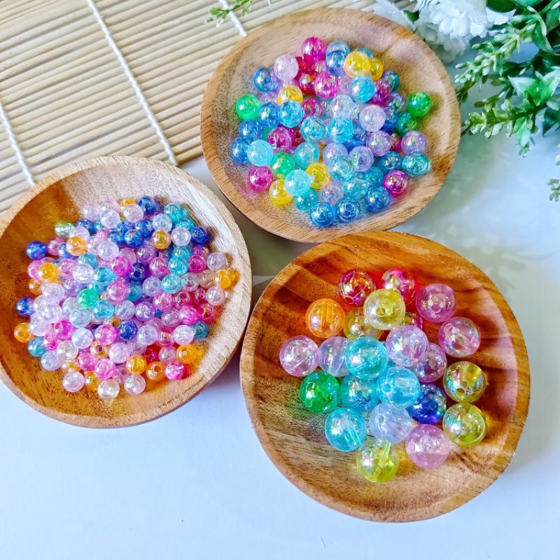 Manik Mote Bulat Bening Warna Akrilik AB 20 gram