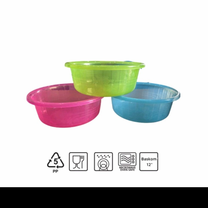 Baskom Bulat - Besek - Baskom Plastik Transparan 10 inch KMP Mutiara