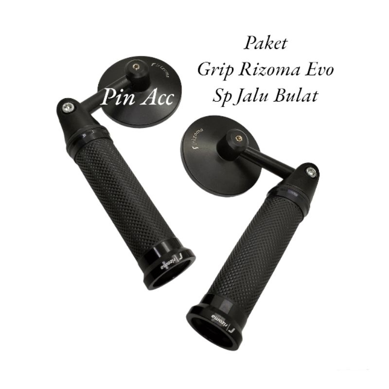 Paket Set Spion Jalu Bulat Rizoma+HandGrip Gas Motor Rizoma Model EVO Nmax New Aerox New Pcx New Var