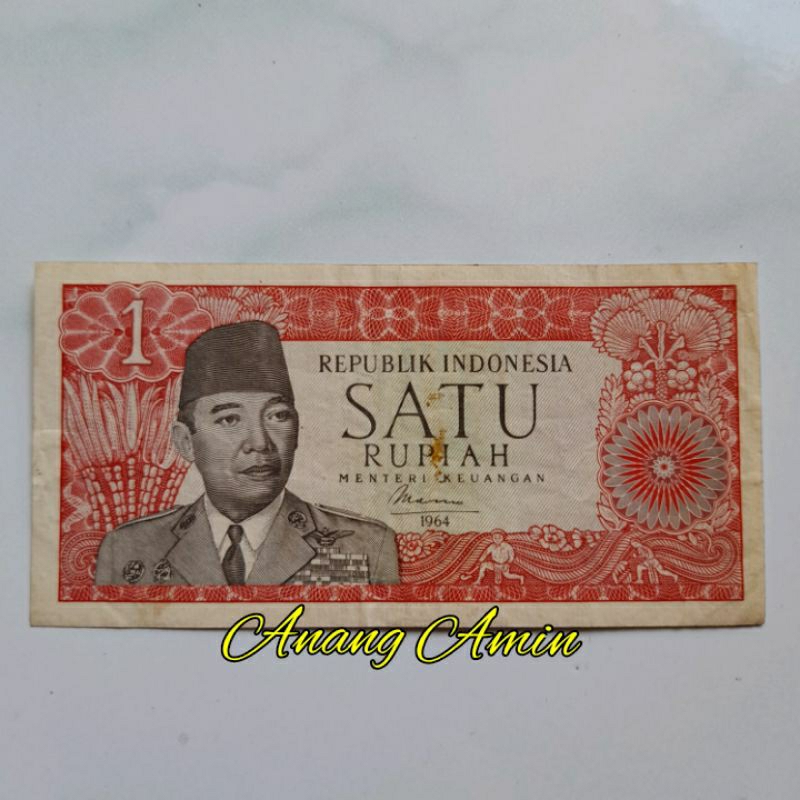 LOT.K45 SERI SOEKARNO 1 RUPIAH 1964 2 HURUF