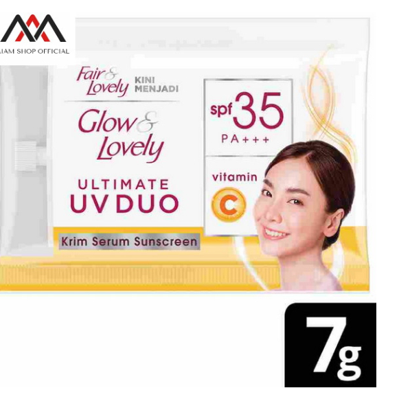 ( Sachet )Cream Fair & Lovely - Glow & Lovely Krim Uv Duo Sunscreen Sachet - 7gr