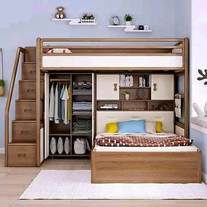TEMPAT TIDUR TINGKAT ANAK + LEMARI + TEMPAT TIDUR STANDAR