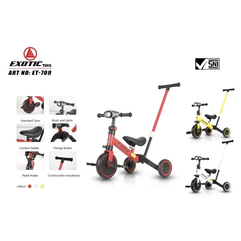 balance bike 3 in 1 dorongan exotic